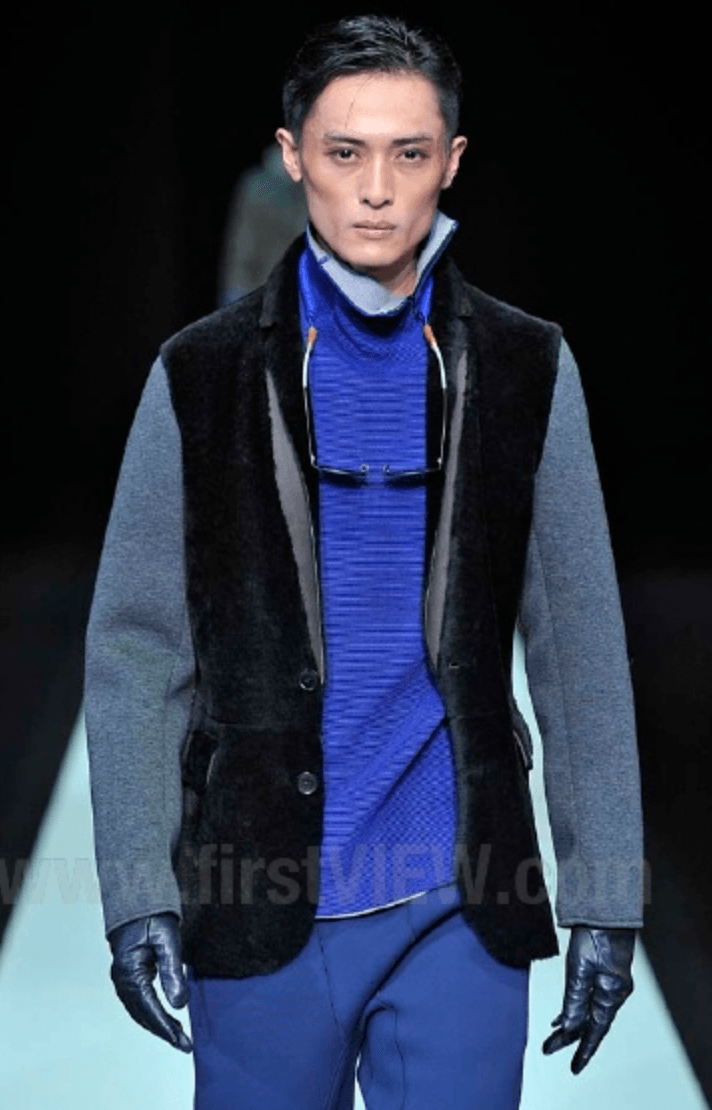 AW2013 Emporio Armani Lamb Shearling Black Hybride Blazer Jacket (L) kdQbxaB 0