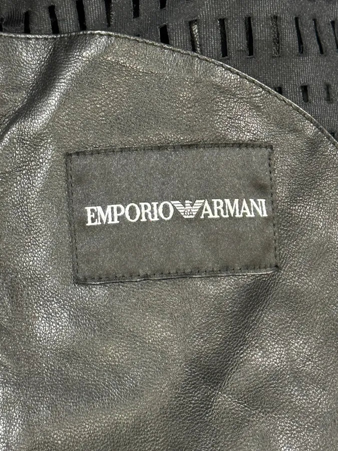 AW2013 Emporio Armani Perforated Black Leather Bomber Jacket LsdBjvo 8