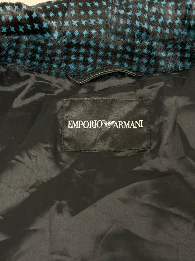 AW2013 Emporio Armani Pony Hair Blue & Black Leather Jacket nmfuoDr 8