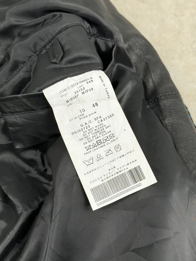 AW2013 Emporio Armani Pony Hair Blue & Black Leather Jacket nmfuoDr 9
