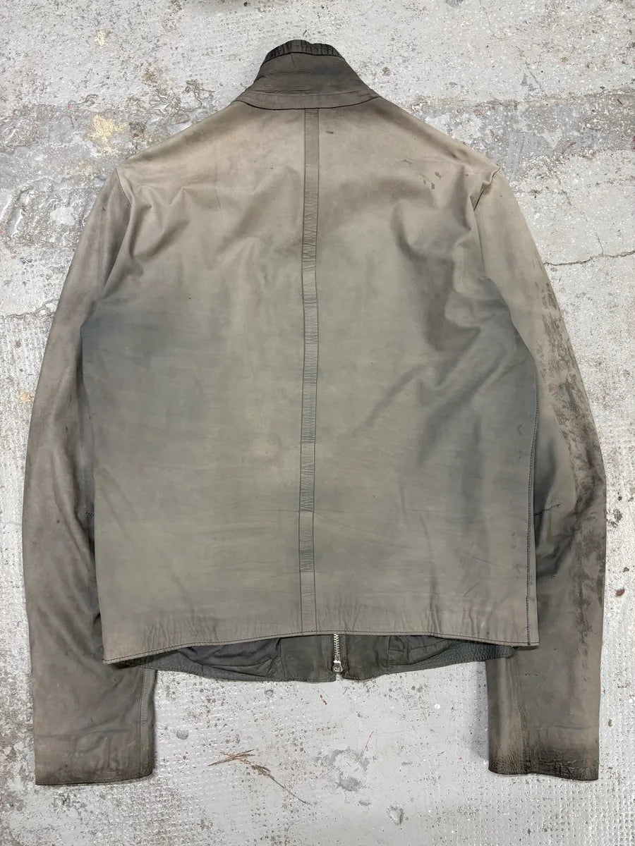 AW2013 Emporio Armani Raw Creamy Artisanal Leather Jacket FkdErNV 5