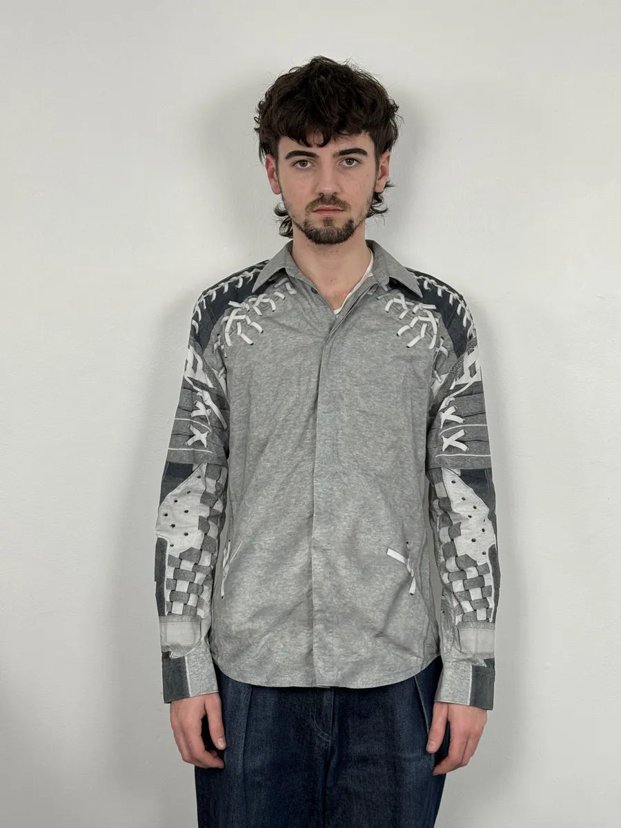 AW2013 Givenchy Mega Laced Abstract Grey Shirt by Riccardo Tisci bixdbpV 2