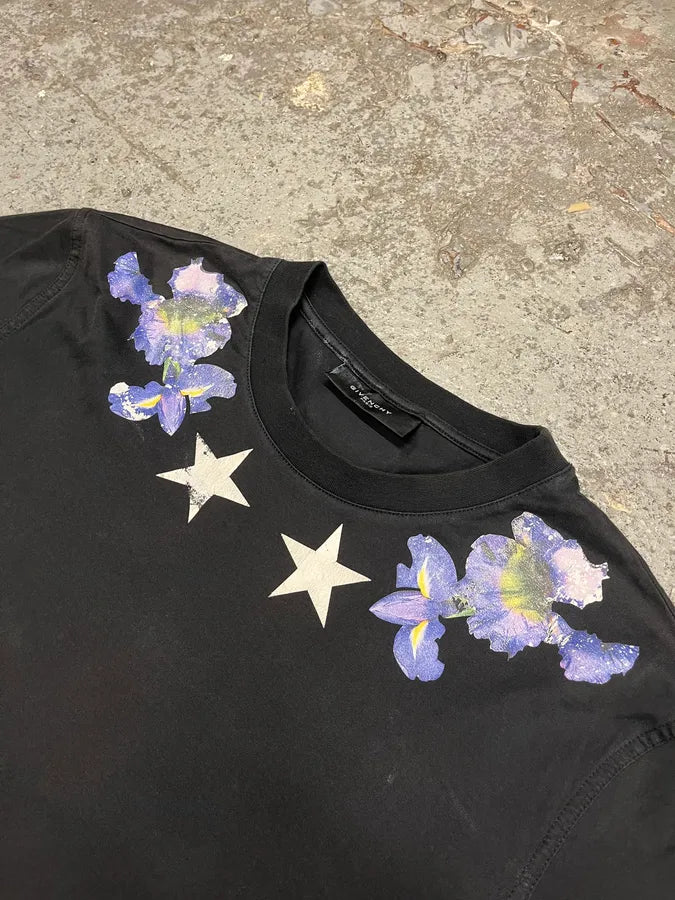 AW2013 Givenchy Star Black Flowers Tee-Shirt by Riccardo Tisci (M) fxyRJJh 5