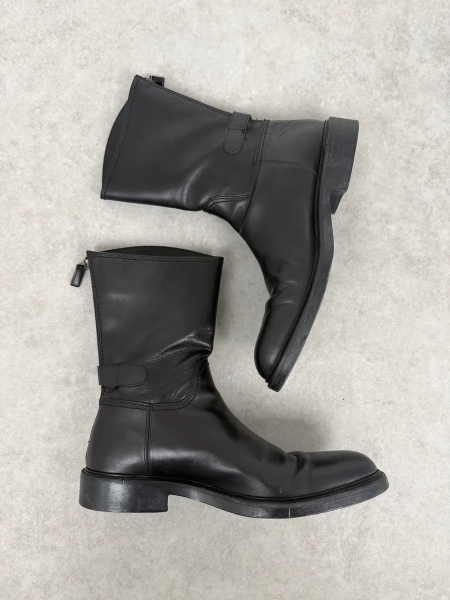 AW2013 Gucci Black Ankle Leather Combat Boots dVDOIiu 1