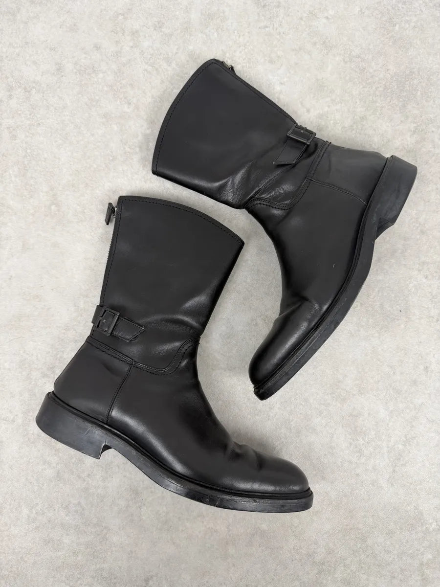 AW2013 Gucci Black Ankle Leather Combat Boots dVDOIiu 3