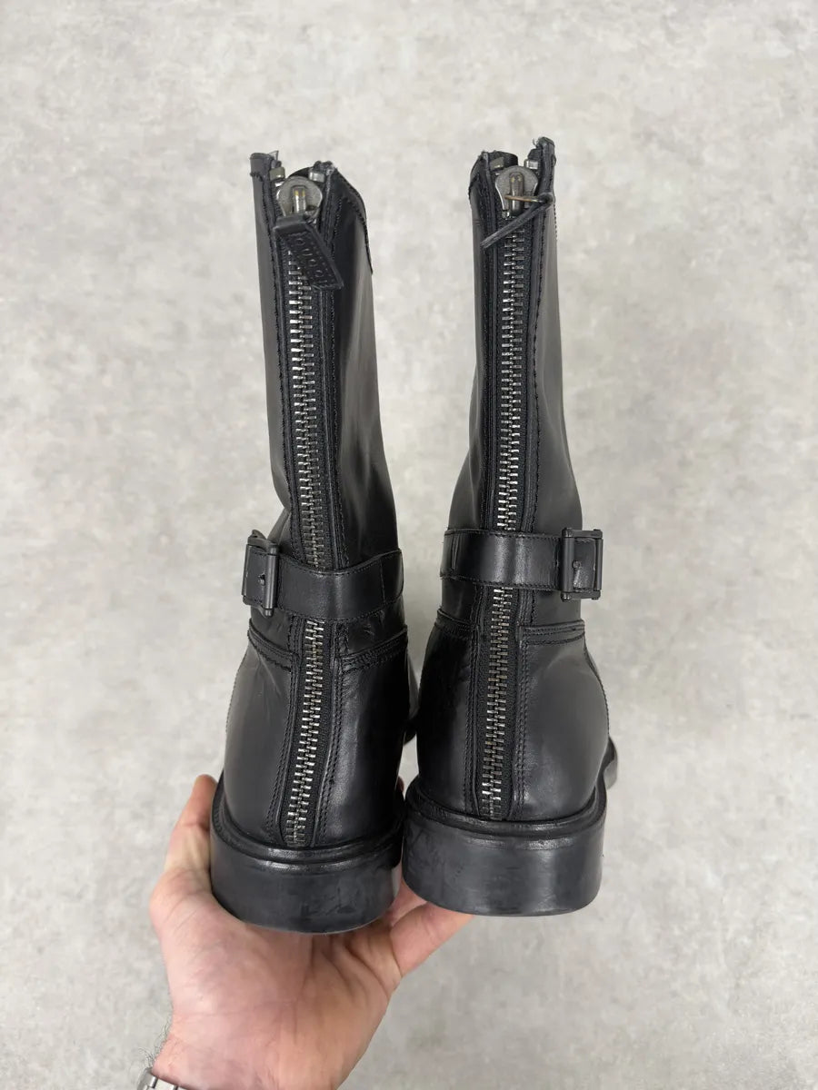 AW2013 Gucci Black Ankle Leather Combat Boots dVDOIiu 4