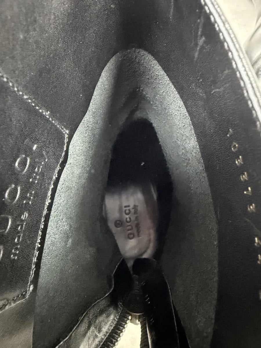 AW2013 Gucci Black Ankle Leather Combat Boots dVDOIiu 6