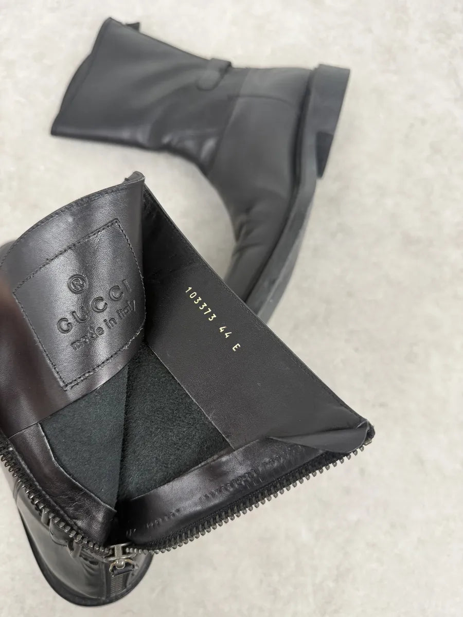 AW2013 Gucci Black Ankle Leather Combat Boots dVDOIiu 7