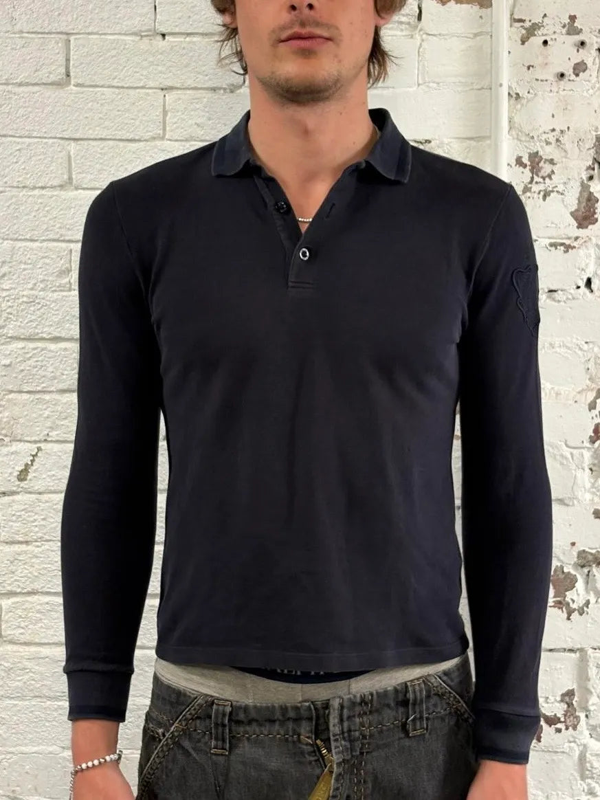 AW2013 Gucci Knight Embroidered Navy Longsleeve Polo EmiWpgp 1