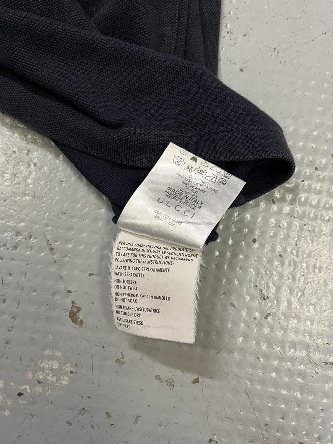 AW2013 Gucci Knight Embroidered Navy Longsleeve Polo EmiWpgp 13