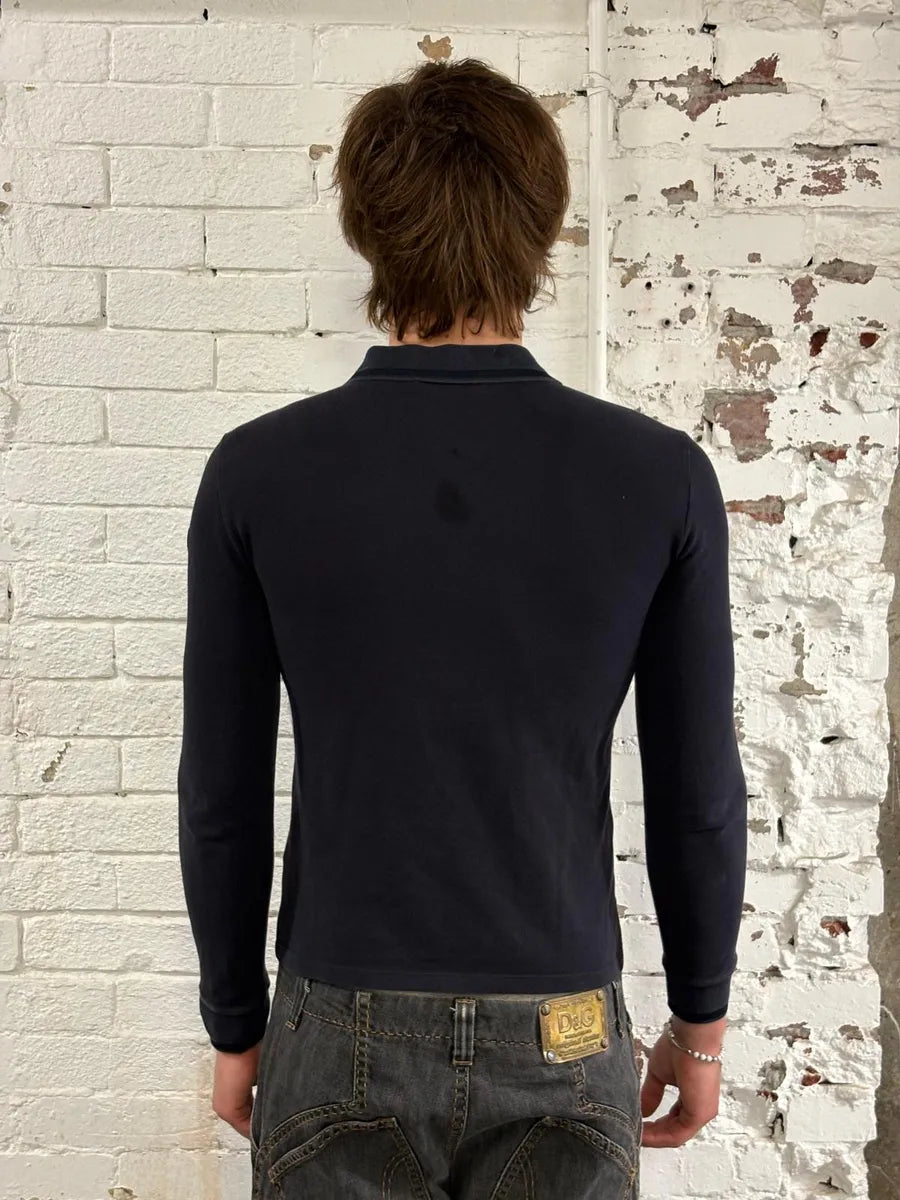AW2013 Gucci Knight Embroidered Navy Longsleeve Polo EmiWpgp 2