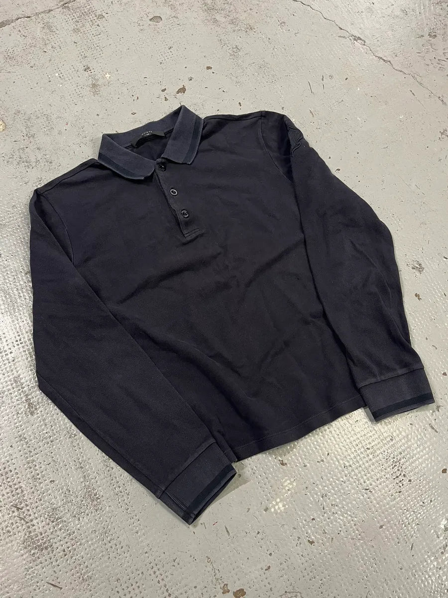 AW2013 Gucci Knight Embroidered Navy Longsleeve Polo EmiWpgp 3