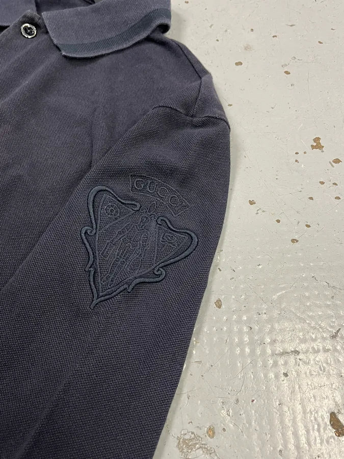 AW2013 Gucci Knight Embroidered Navy Longsleeve Polo EmiWpgp 5