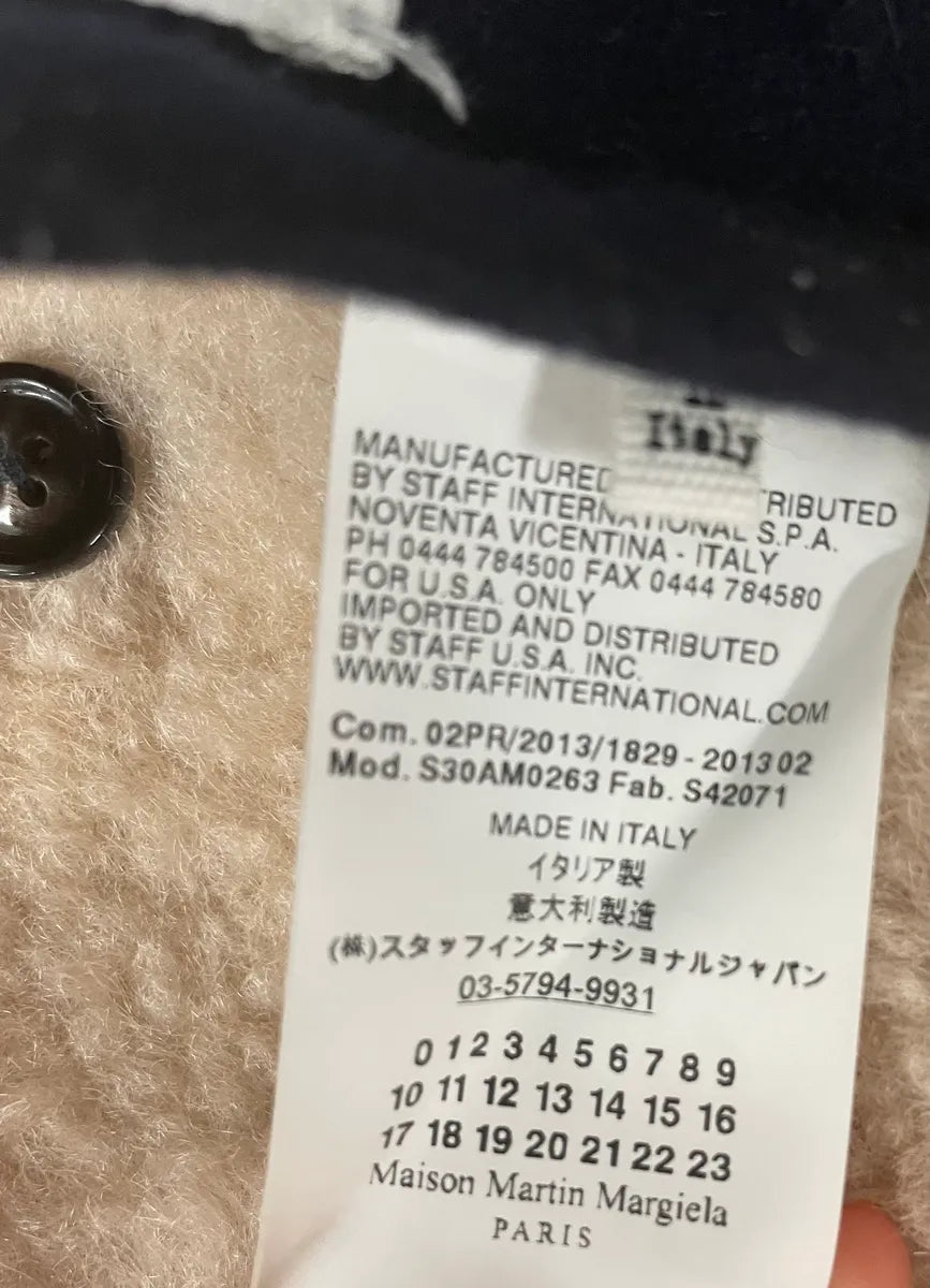 AW2013 Maison Margiela Navy Wool Hidden 5 Zip Shearling Collar Coat dOPNxGJ 16