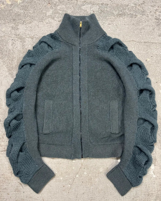 AW2013 Margiela MM6 Wool Blue Green Woven Zip-Up (S) 0