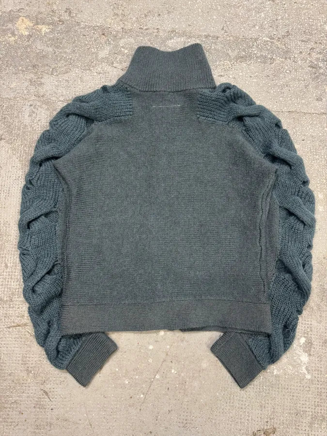 AW2013 Margiela MM6 Wool Blue Green Woven Zip-Up (S) 1