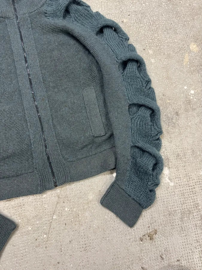 AW2013 Margiela MM6 Wool Blue Green Woven Zip-Up (S) 2