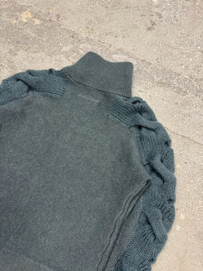 AW2013 Margiela MM6 Wool Blue Green Woven Zip-Up (S) 4