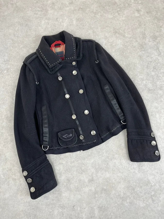 AW2013 Marithé + François Girbaud Black Wool Officer Jacket zOrcrQm 3