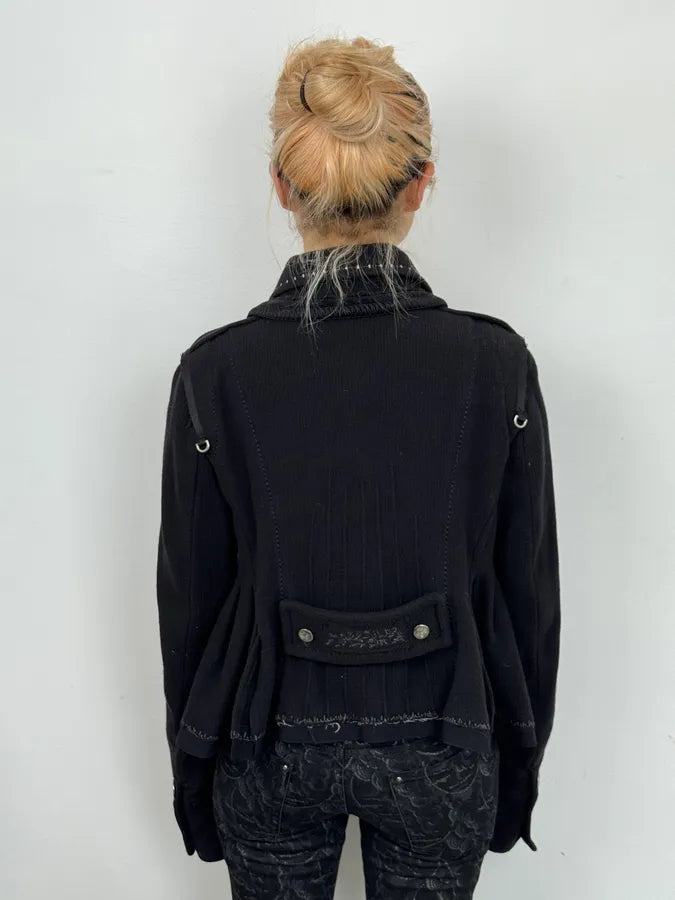AW2013 Marithé + François Girbaud Black Wool Officer Jacket zOrcrQm 2