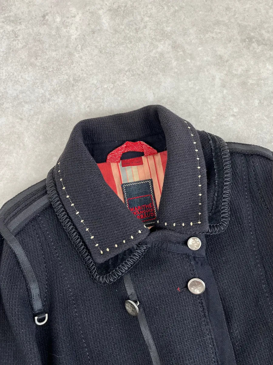 AW2013 Marithé + François Girbaud Black Wool Officer Jacket zOrcrQm 4