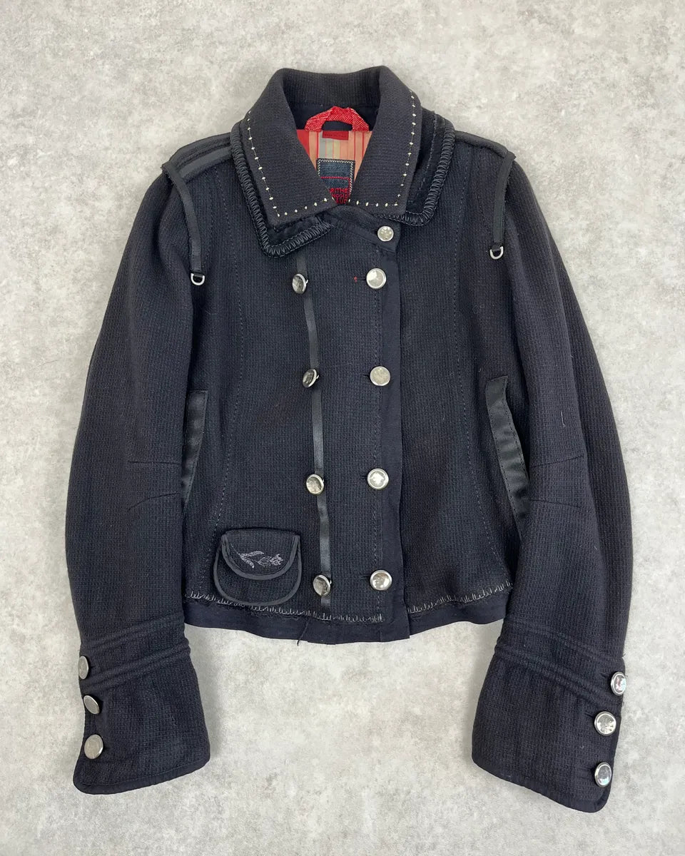 AW2013 Marithé + François Girbaud Black Wool Officer Jacket zOrcrQm 0