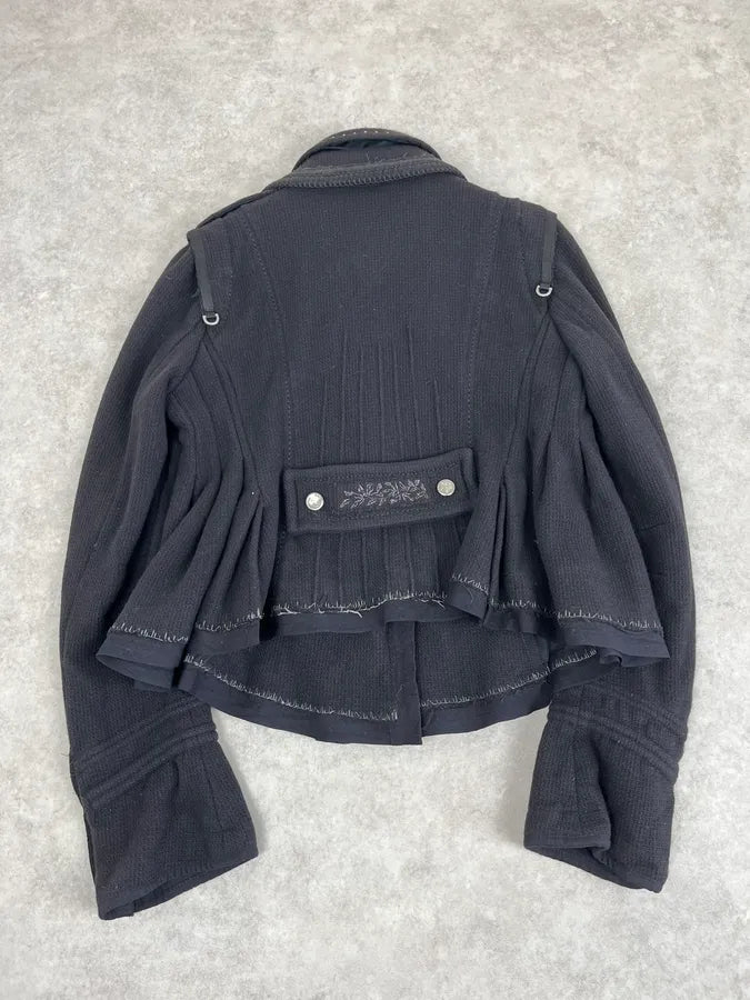 AW2013 Marithé + François Girbaud Black Wool Officer Jacket zOrcrQm 5
