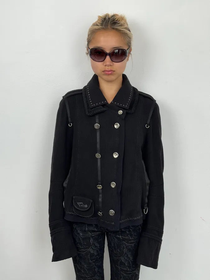 AW2013 Marithé + François Girbaud Black Wool Officer Jacket zOrcrQm 1