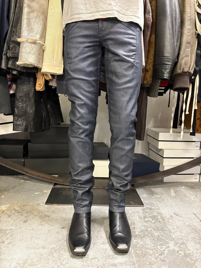 AW2013 Marithé + François Girbaud Navy Waxed Effect Checkered Pants MgUTgSv 1