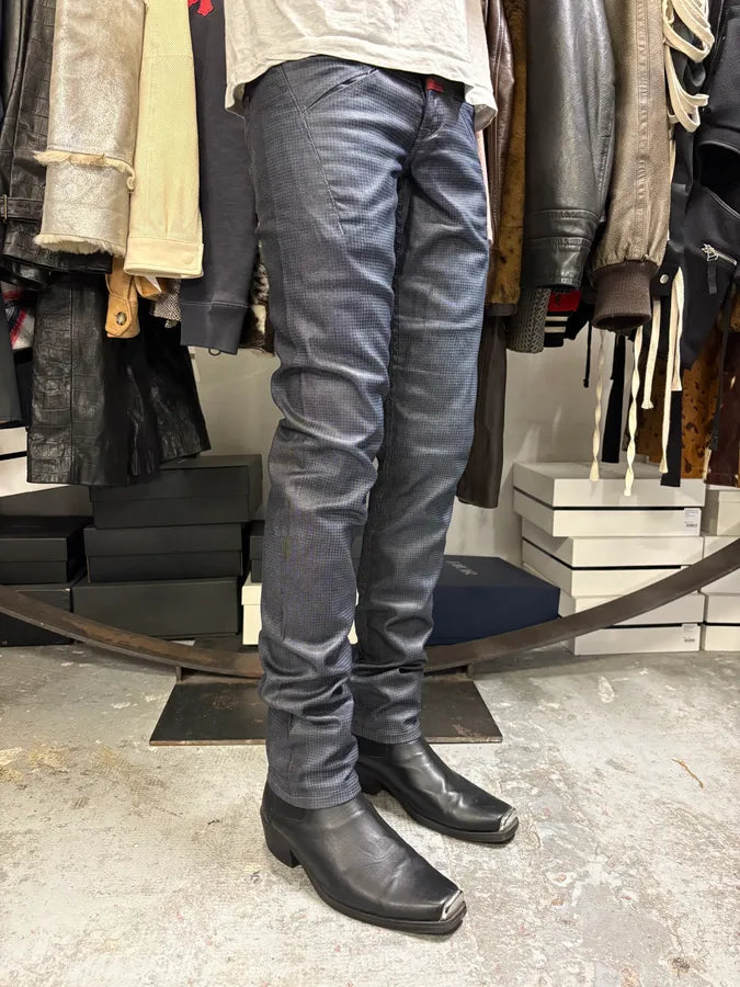 AW2013 Marithé + François Girbaud Navy Waxed Effect Checkered Pants MgUTgSv 2
