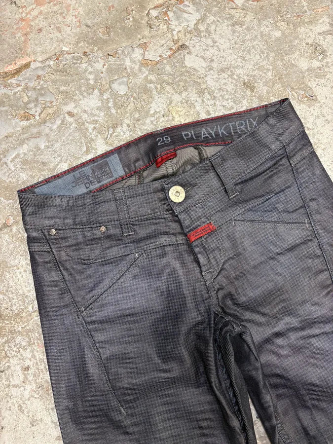 AW2013 Marithé + François Girbaud Navy Waxed Effect Checkered Pants MgUTgSv 5