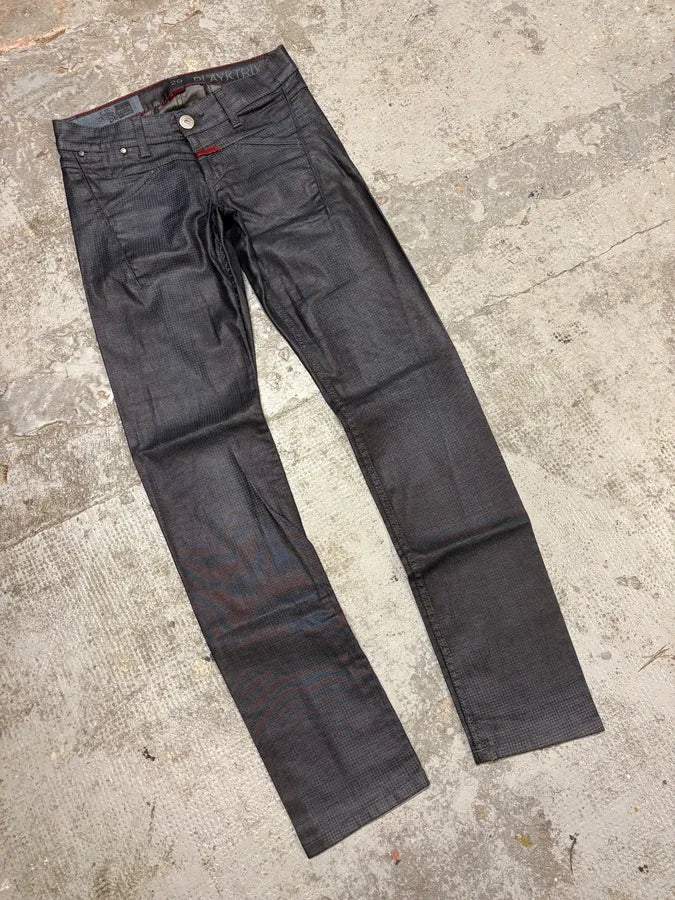 AW2013 Marithé + François Girbaud Navy Waxed Effect Checkered Pants MgUTgSv 4