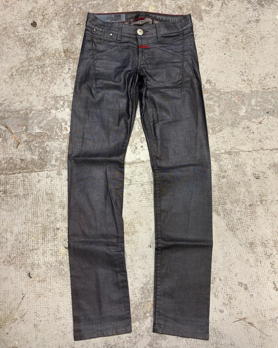 AW2013 Marithé + François Girbaud Navy Waxed Effect Checkered Pants MgUTgSv 0