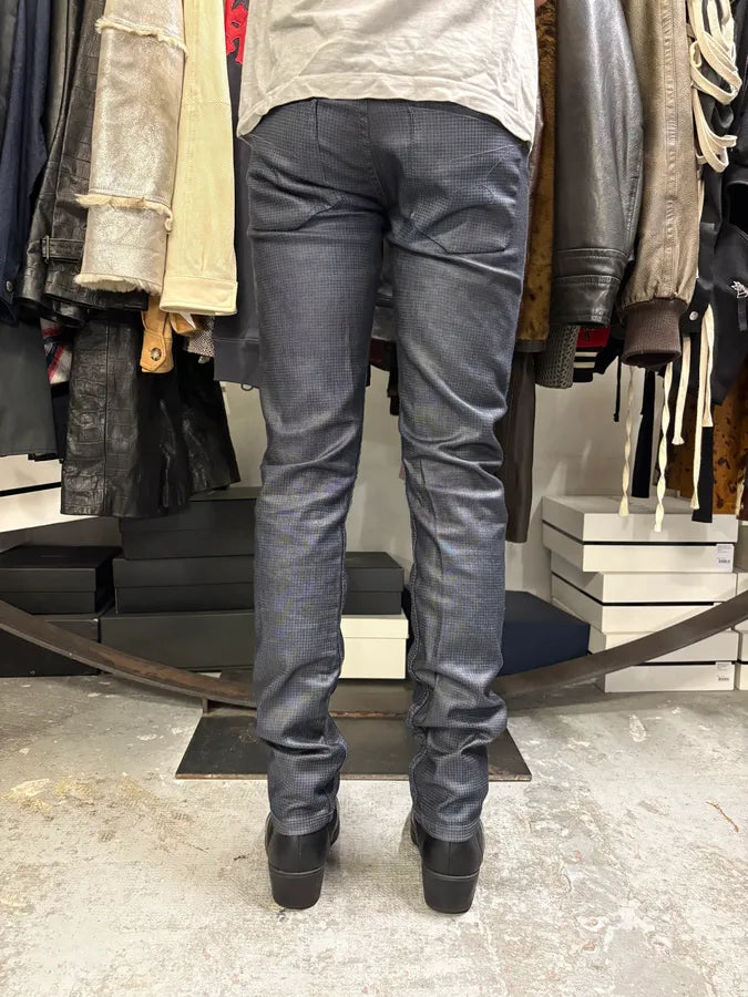 AW2013 Marithé + François Girbaud Navy Waxed Effect Checkered Pants MgUTgSv 3