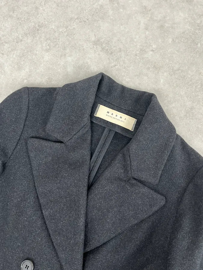 AW2013 Marni Dark Grey Wool Classy Long Coat sDQTzAq 3