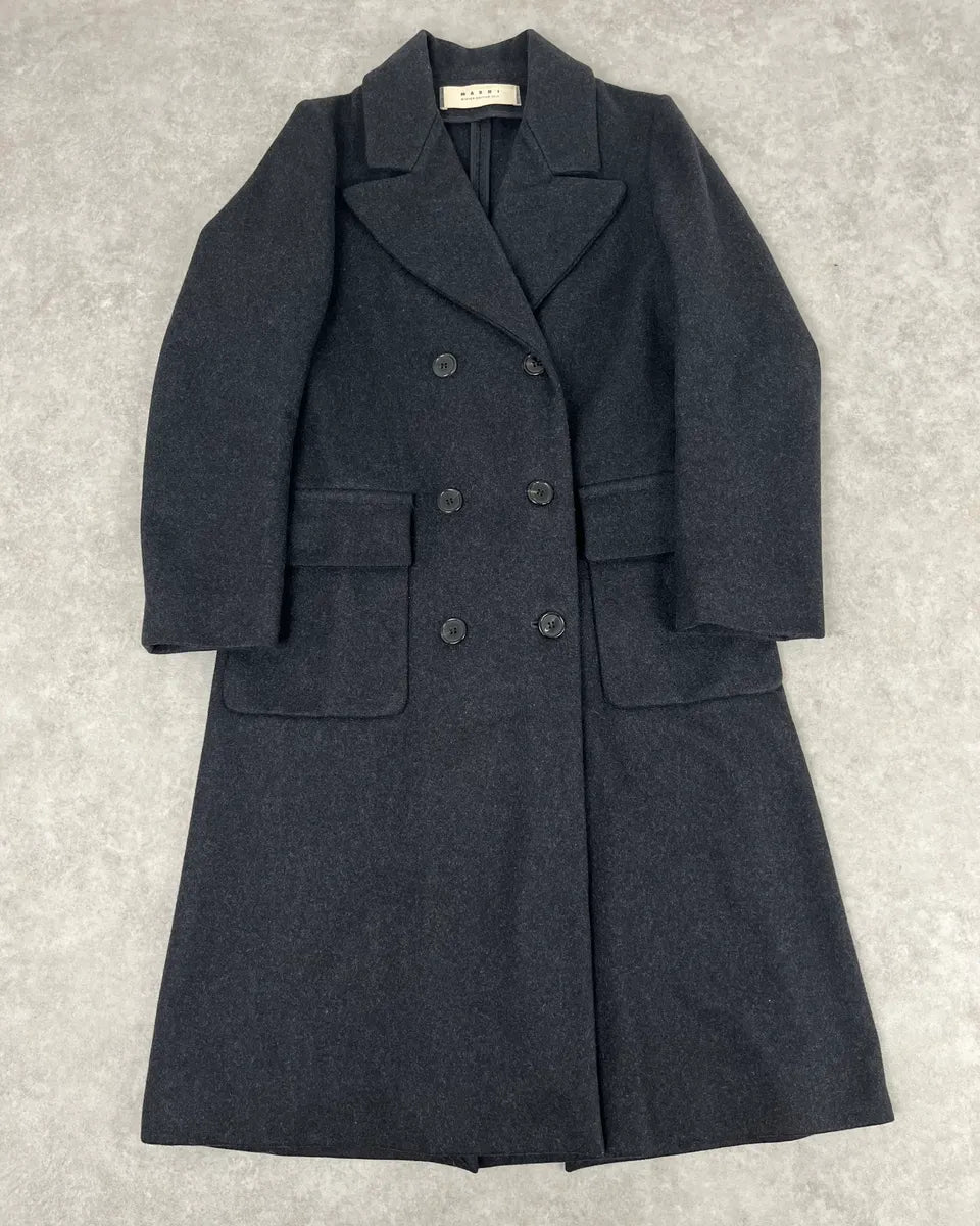 AW2013 Marni Dark Grey Wool Classy Long Coat sDQTzAq 0
