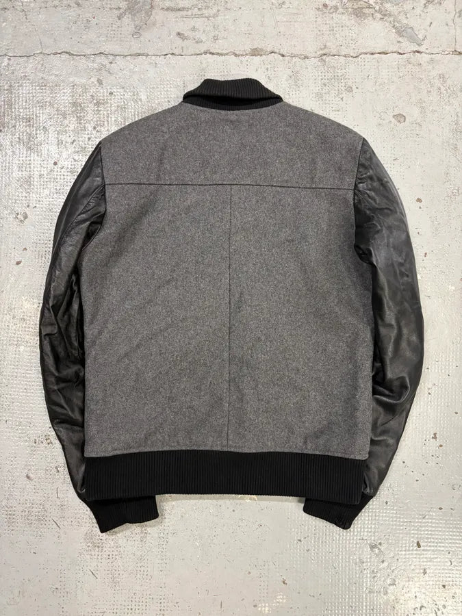 AW2013 Pierre Balmain Grey Wool & Leather Teddy Bomber Jacket WRAKpMH 5