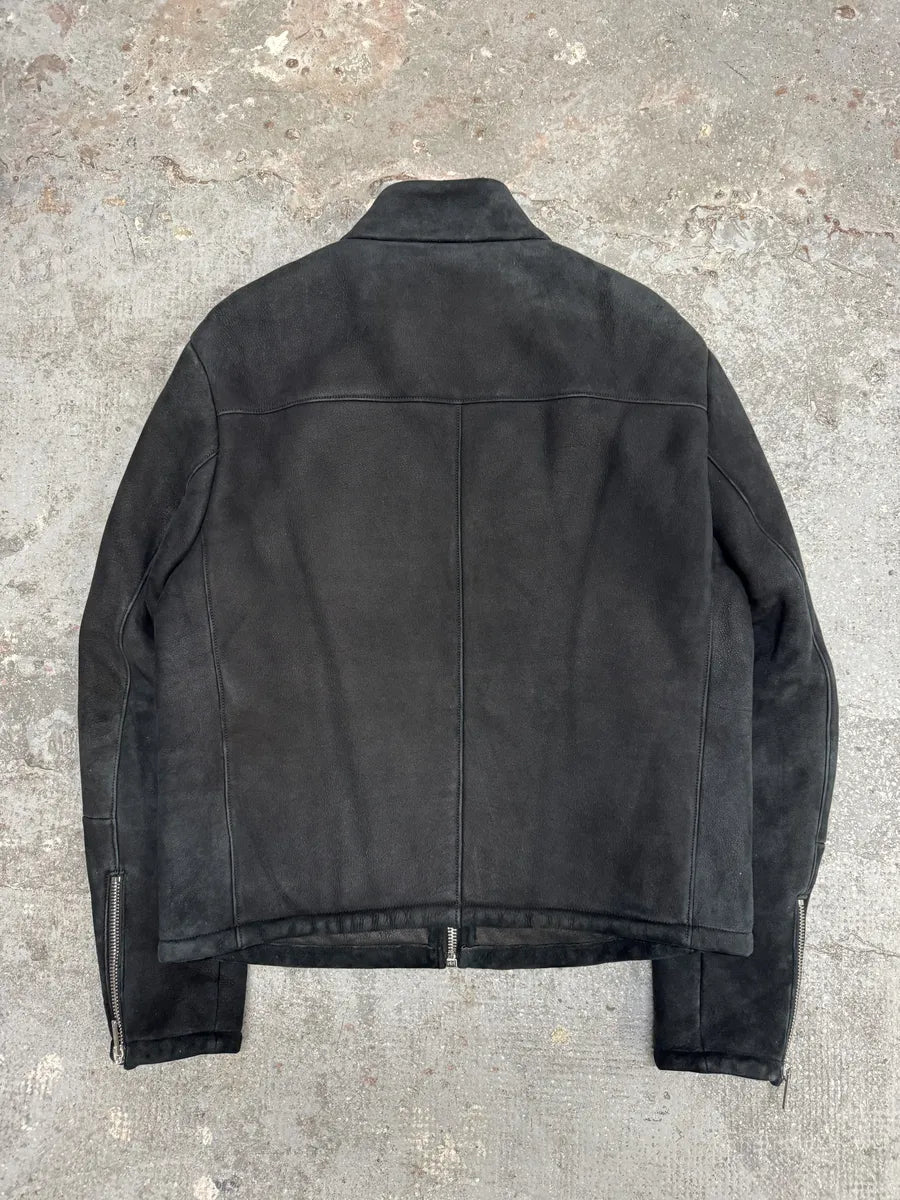 AW2013 Prada Pilot Bomber B3 Black Shearling Leather Jacket OueZrqp 1