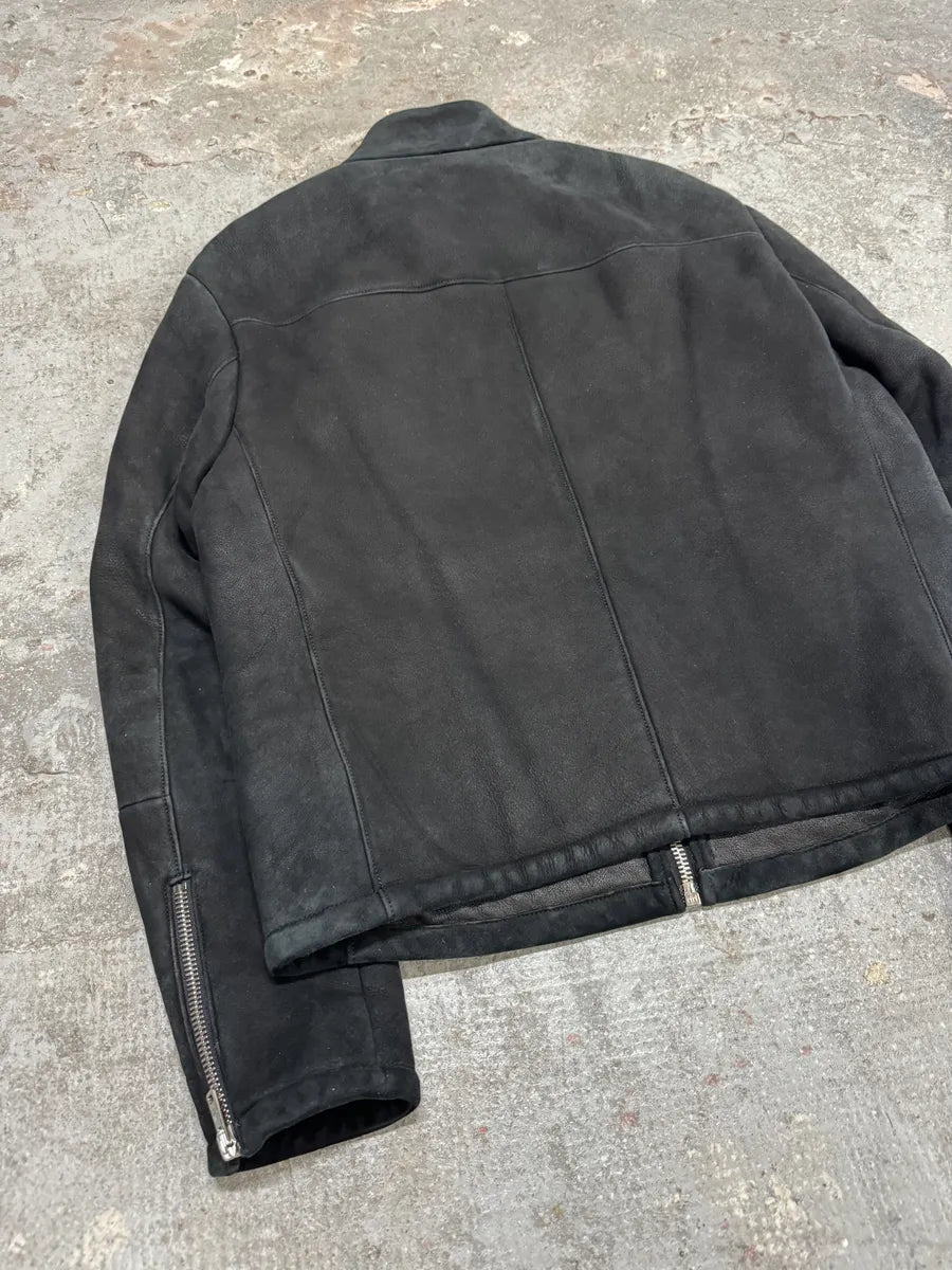 AW2013 Prada Pilot Bomber B3 Black Shearling Leather Jacket OueZrqp 6