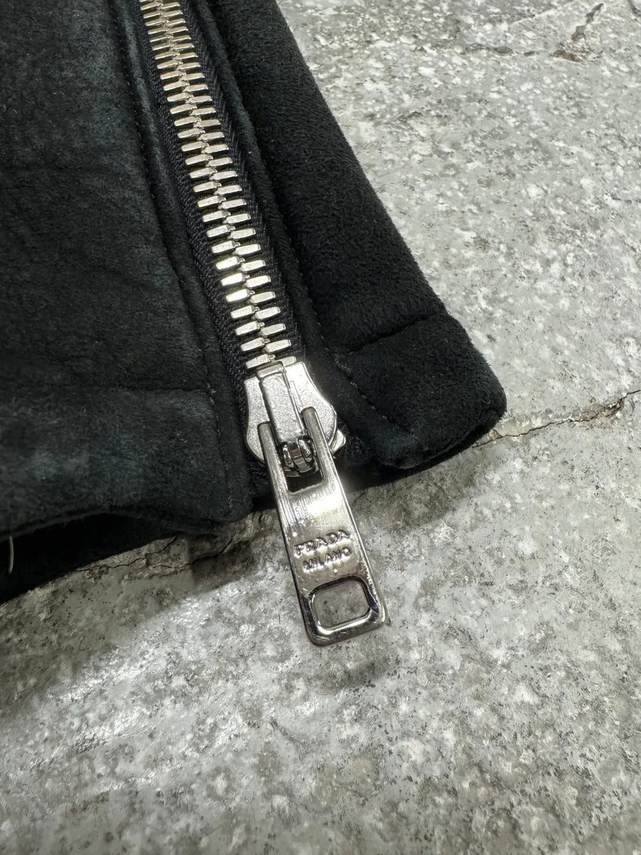 AW2013 Prada Pilot Bomber B3 Black Shearling Leather Jacket OueZrqp 9