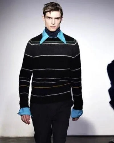 AW2013 Raf Simons Striped Mohair-Blend Sweater wNMAwAU 1