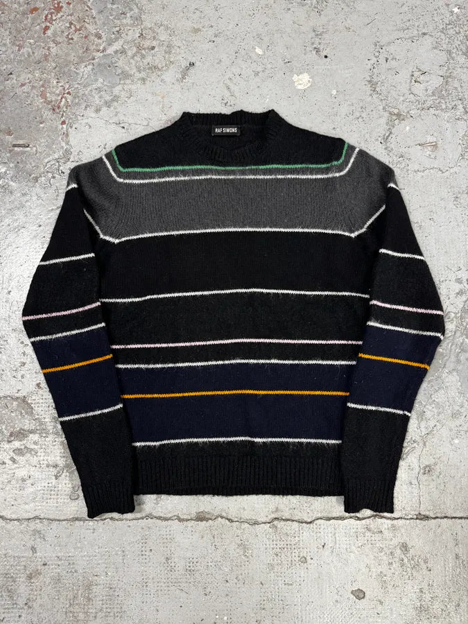 AW2013 Raf Simons Stripped Wool Black Sweater ZcqxZOi 1
