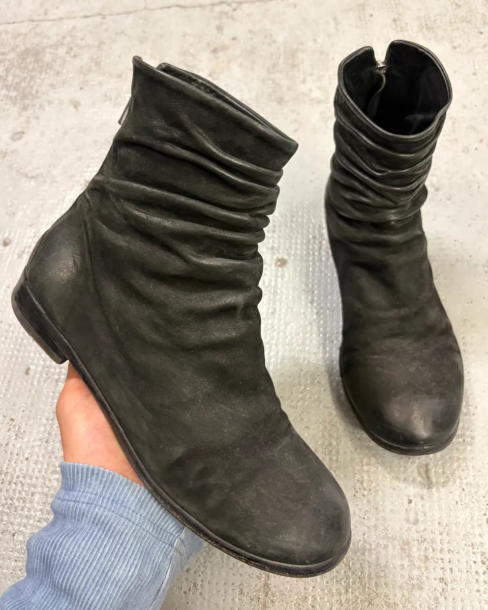 The Last Conspiracy Black Crumpled Leather Boots YOUdsuG 0