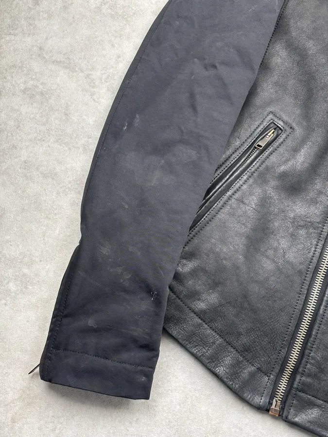 AW2013 Rick Owens Black Fur Hybrid Leather Jacket czgiBVn 9