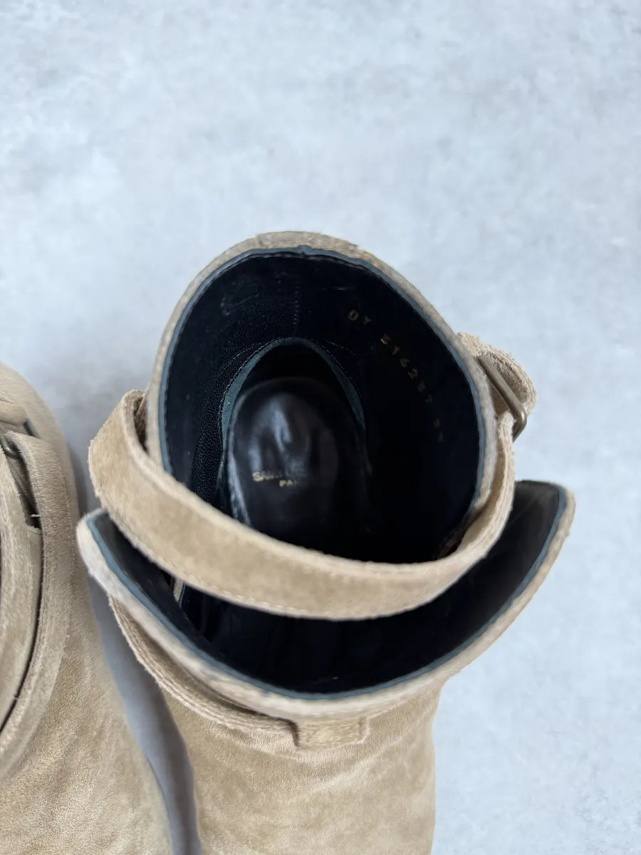 AW2013 Saint Laurent Beige Suede Leather Ankle Boots uXLIVQS 6