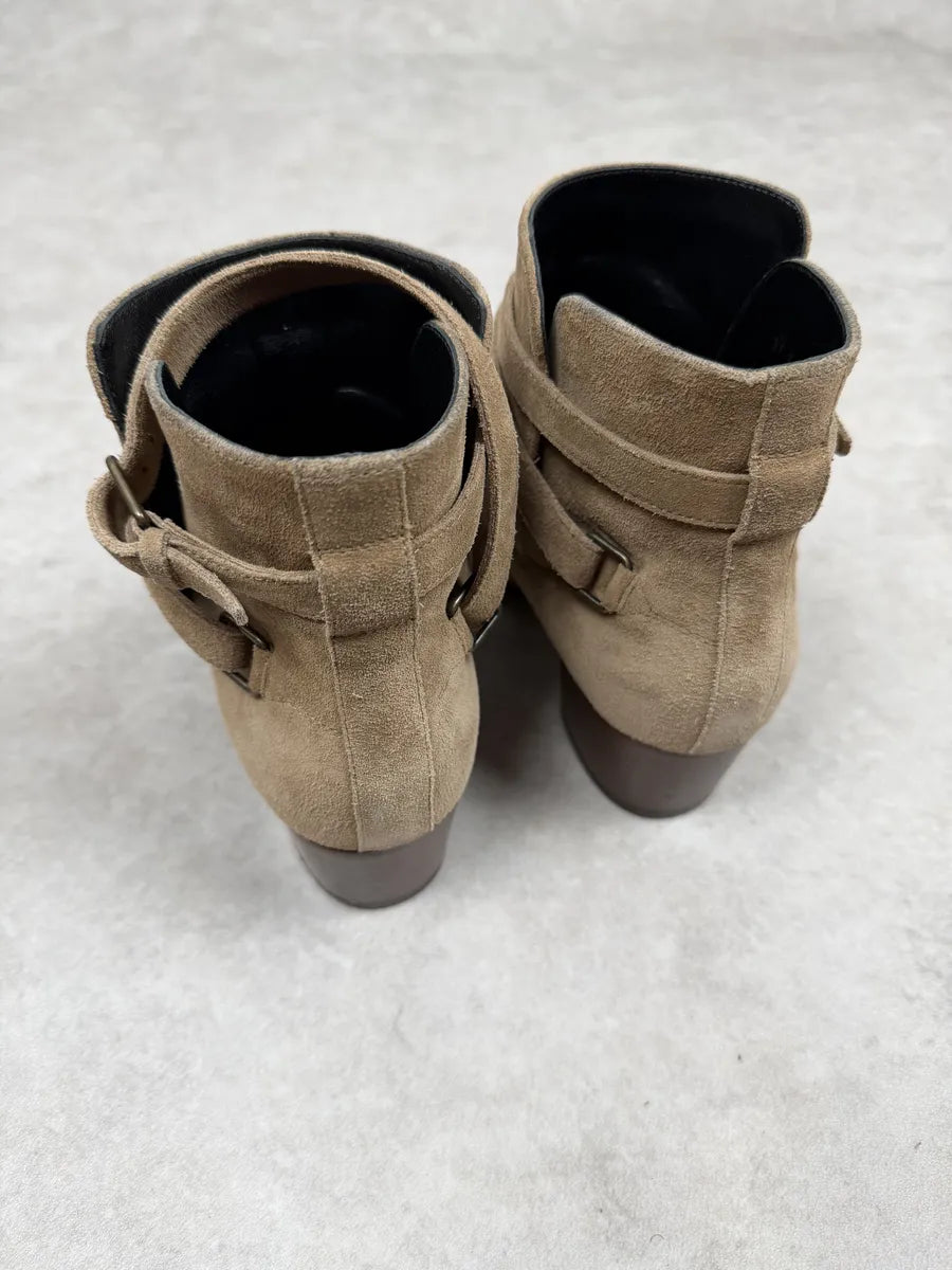 AW2013 Saint Laurent Beige Suede Leather Ankle Boots uXLIVQS 7