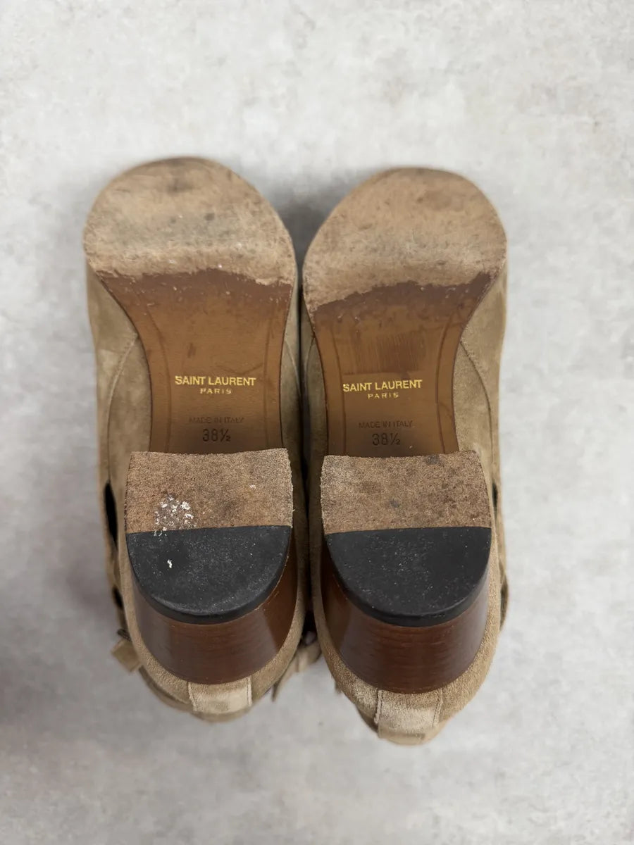 AW2013 Saint Laurent Beige Suede Leather Ankle Boots uXLIVQS 8