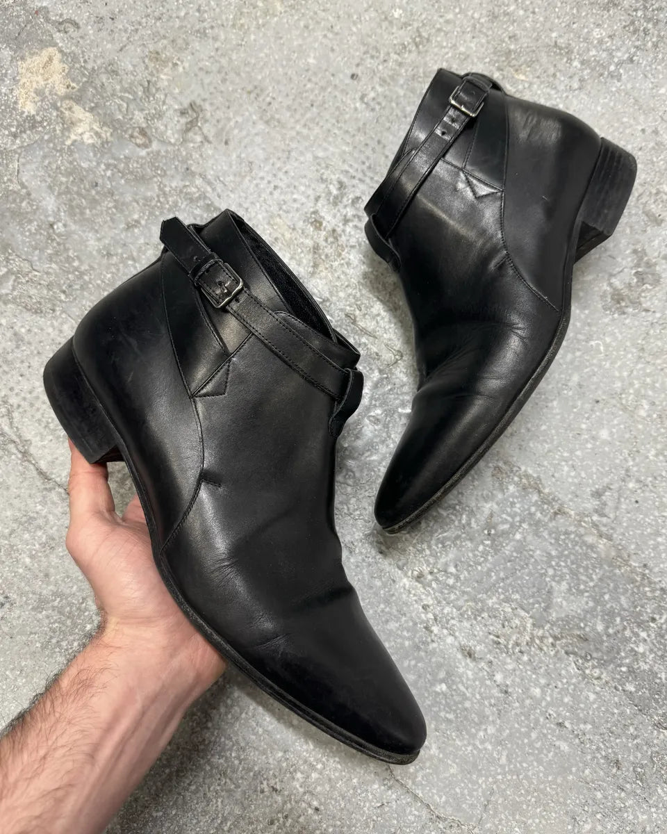 AW2013 Saint Laurent Black Mid Leather Biker Boots (42eu/us8.5) 0