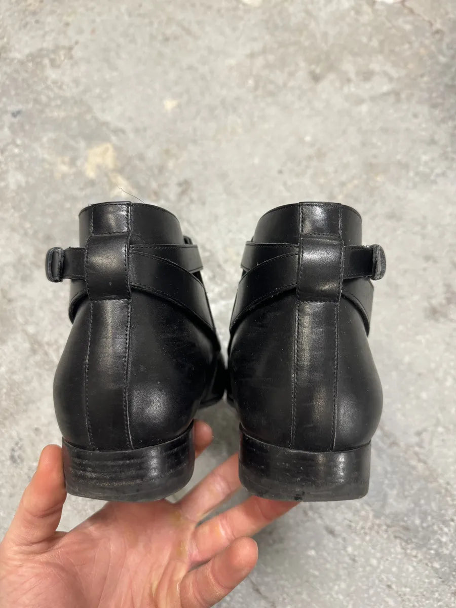 AW2013 Saint Laurent Black Mid Leather Biker Boots (42eu/us8.5) 1