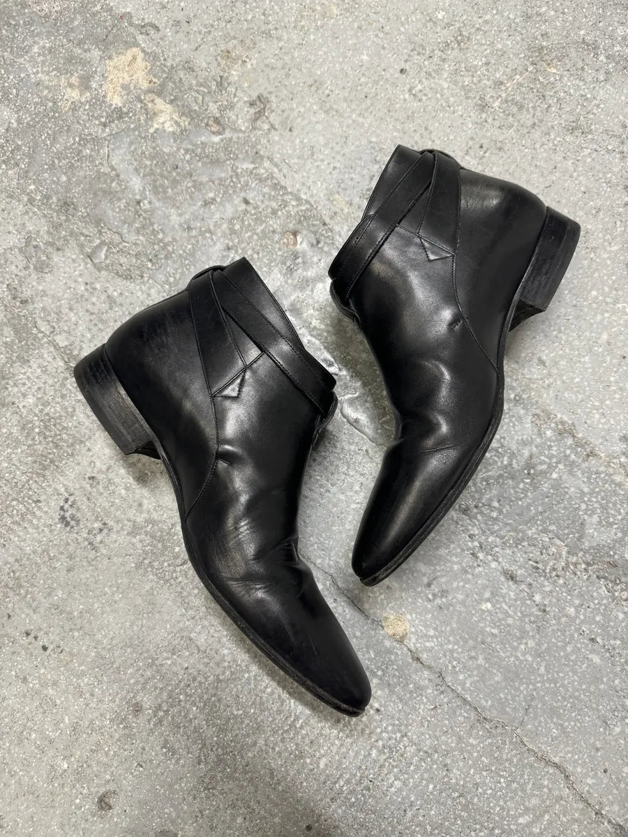 AW2013 Saint Laurent Black Mid Leather Biker Boots (42eu/us8.5) 3